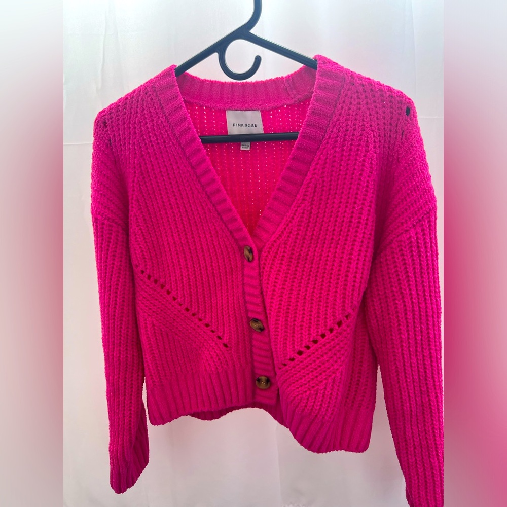 New pink sweater with buttons sz small but fit like small-large! #83